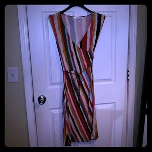 Diane von Furstenberg Colorful Stripe Wrap Dress